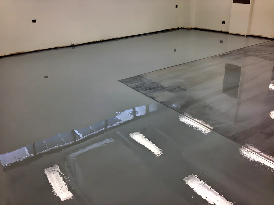 The grey ESD floor coat meeting the corridor at a straight edge in a BC Hydro facility